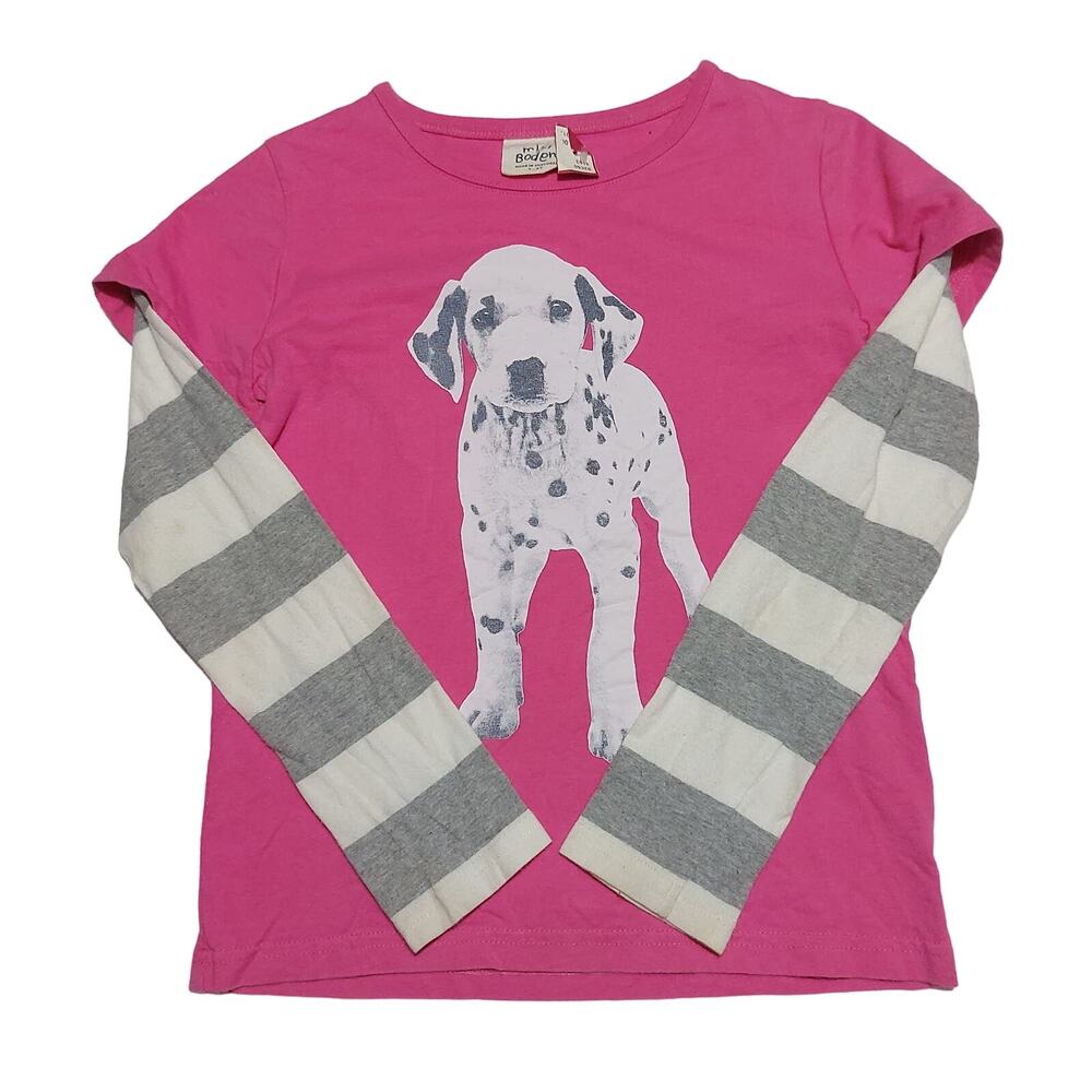 Mini Boden short over long-sleeved cotton Dalmatian graphic t-shirt
